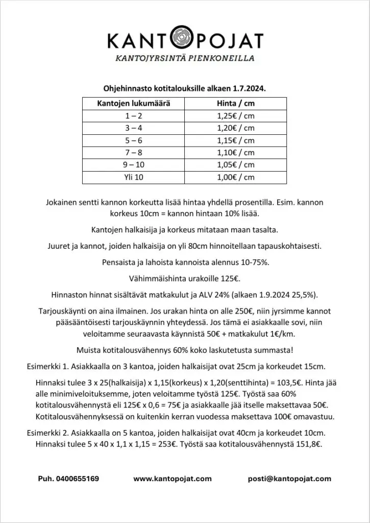 Kantojyrsintä-hinta-Oulu